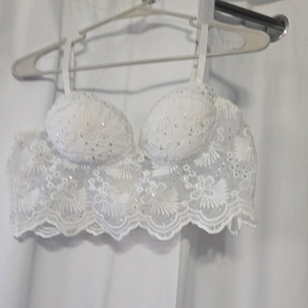 Windsor White Sequin Lace Bra